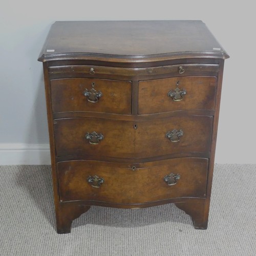 509 - An early 20th century burr walnut and mahogany serpentine Chest of drawers, of small proportions, W ... 