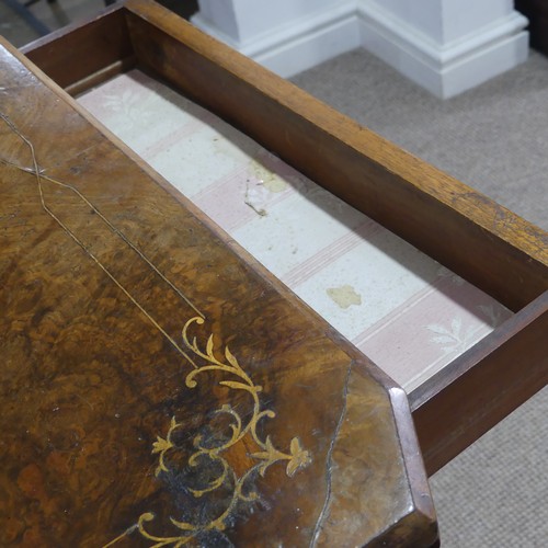 514 - A Victorian walnut inlaid music / display Cabinet, three quarter gallery over glazed door, raised on... 