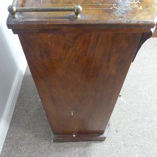 514 - A Victorian walnut inlaid music / display Cabinet, three quarter gallery over glazed door, raised on... 