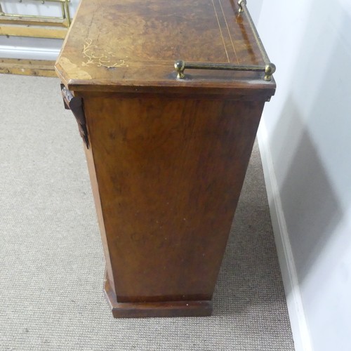 514 - A Victorian walnut inlaid music / display Cabinet, three quarter gallery over glazed door, raised on... 