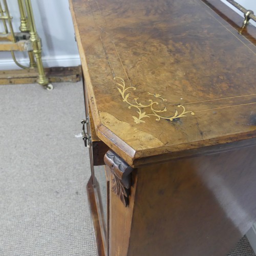 514 - A Victorian walnut inlaid music / display Cabinet, three quarter gallery over glazed door, raised on... 