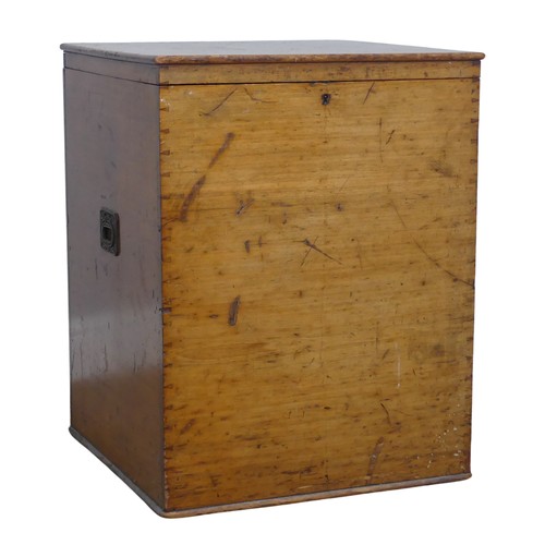 515 - A 20th century oak campaign Box / Trunk, of square proportions, with inset brass handles, W 47 cm x ... 