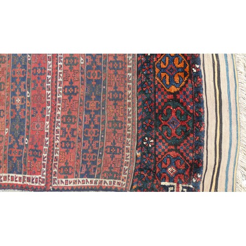 553 - Tribal Rugs: a Sumak red-ground Rug, 95cm x 120cm, good condition together with two Afghan rugs, 80c... 