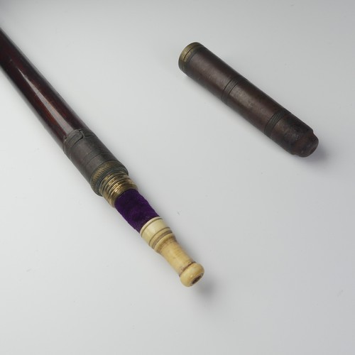 517 - A 19th century novelty metamorphic walking Cane, the top and base unscrew to assemble a pipe, with s... 