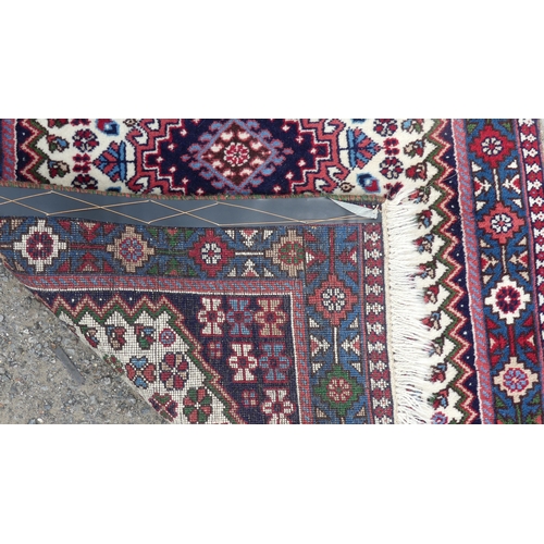 558 - Tribal Rugs; a Hamadan cream and blue-ground Rug, 136cm x 183cm, together with another similar, 92cm... 