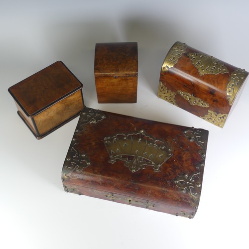 521 - A Victorian burr walnut games Box, with gilt metal mounts, the centre depicting playing cards, W 28 ... 