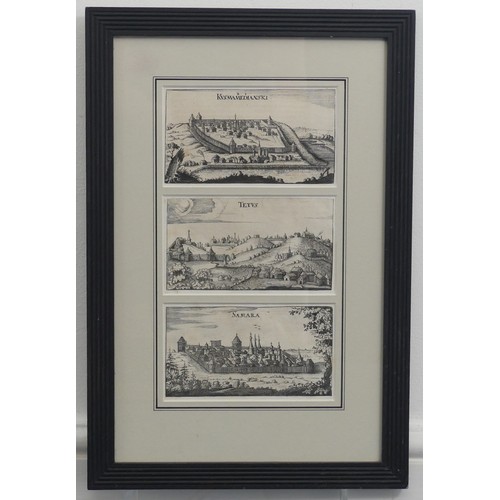 272 - Attributed to Koch (17th century), Cassimogorod, engraving, image size 9.5cm x 32.5cm (3¾in x 12¾in)... 