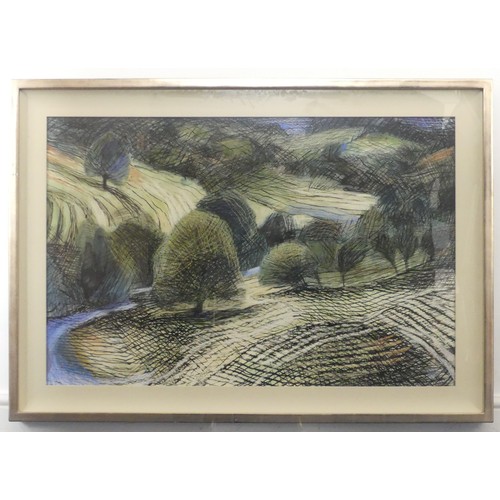 273 - Eleri Mills (British, b.1955), Nant Wgan, mixed media on paper, signed lower centre, bears gallery l... 