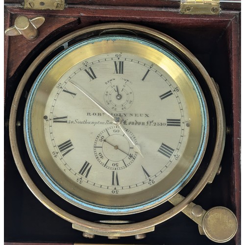 319 - A rare 19th century marine Chronometer by Robert Molyneaux, circa 1840, No. 2510, the 3½ inch silver... 