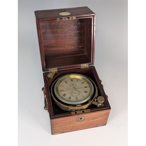 319 - A rare 19th century marine Chronometer by Robert Molyneaux, circa 1840, No. 2510, the 3½ inch silver... 