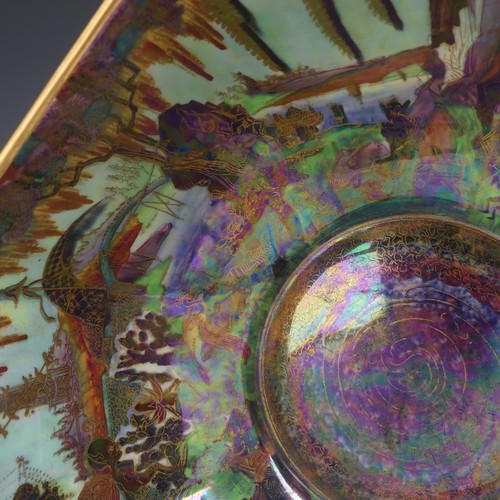 107 - Daisy Makeig-Jones for Wedgwood; a Fairyland Lustre 'Woodland Elves VII' octagonal Bowl, the exterio... 