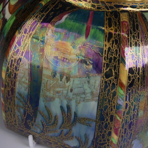 107 - Daisy Makeig-Jones for Wedgwood; a Fairyland Lustre 'Woodland Elves VII' octagonal Bowl, the exterio... 