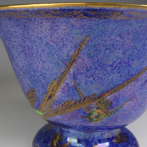 108 - Daisy Makeig-Jones for Wedgwood; a Fairyland Lustre 'Hummingbird' pattern footed Bowl, decorated to ... 