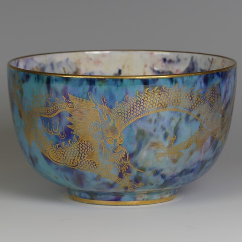 109 - A very unusual Daisy Makeig-Jones for Wedgwood Fairyland Lustre Dragon patterned Bowl, the exterior ... 