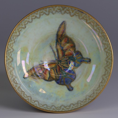 110 - Daisy Makeig-Jones for Wedgwood; a Fairyland Lustre pedestal Dish, the central well with butterfly d... 