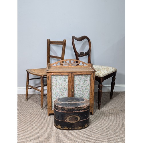 536 - An antique oak glazed wall Cupboard, pierced scroll gallery over two glazed doors, W 54 cm x H 58 cm... 