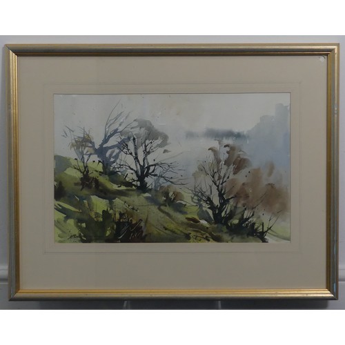 281 - John Hoar (British, b.1947), “Thorn trees on Exmoor”, watercolour, signed, 30cm x 50cm (... 