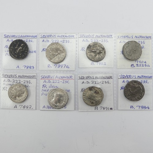 176 - Antiquarian Coins; Eight silver coloured Denarii from the Roman Imperial Severan Dynasty, all from t... 