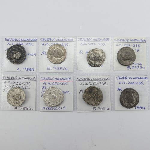 176 - Antiquarian Coins; Eight silver coloured Denarii from the Roman Imperial Severan Dynasty, all from t... 