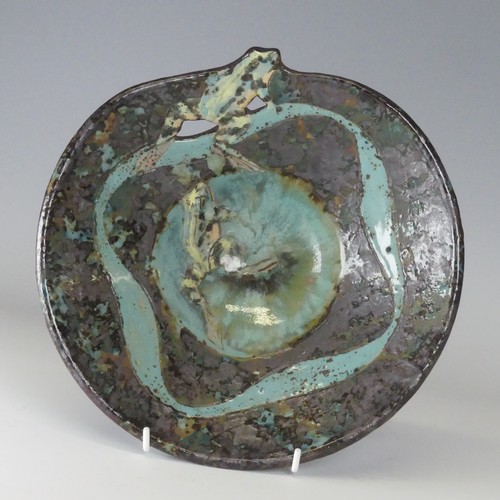 119 - Roger Cockram (b. 1947) a studio pottery stoneware Bowl, of footed and pierced asymmetric form, with... 