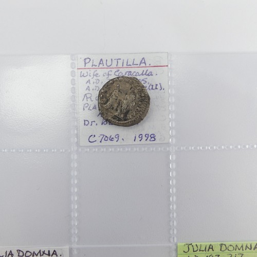 179 - Antiquarian Coins; The Roman Imperial Severan Dynasty, two Pautilla, wife of Caracalla, silver Denar... 