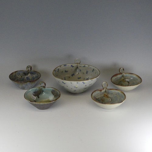 120 - Roger Cockram (b. 1947) a quantity of studio pottery stoneware Bowls, to comprise two cereal Bowls, ... 