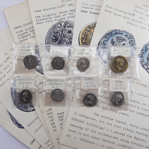 185 - Antiquarian Coins; from the Roman Imperial Severan Dynasty, seven various silver Denarii, including ... 