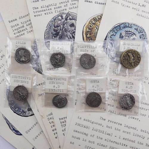 185 - Antiquarian Coins; from the Roman Imperial Severan Dynasty, seven various silver Denarii, including ... 