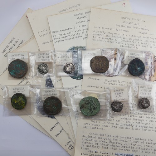 186 - Antiquarian Coins; from the Roman Imperial Nerva-Antonine Dynasty, Marcus Aurelius / Faustina Junior... 