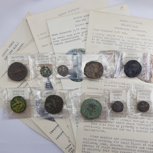 186 - Antiquarian Coins; from the Roman Imperial Nerva-Antonine Dynasty, Marcus Aurelius / Faustina Junior... 