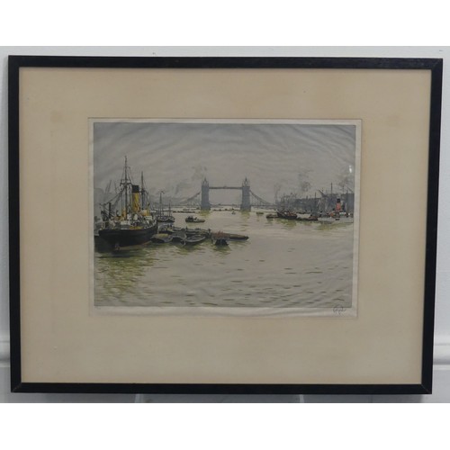 284 - Hans Figura (Austrian, 1898-1978), “The Tower Bridge, London”, limited edition coloured ... 