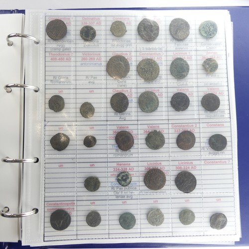 191 - Antiquarian Coins; A catalogued collection of Roman Imperial Coins, mostly 3rd and 4th Century, appr... 