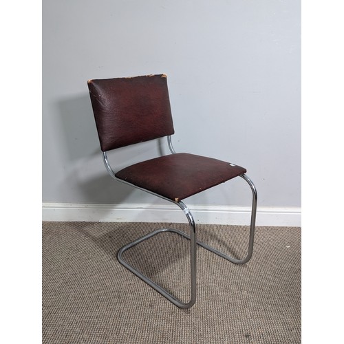 544 - A mid-20th century chrome and leatherette desk Chair, circa 1960, W 42 cm x H 81 cm x D 51 cm.... 