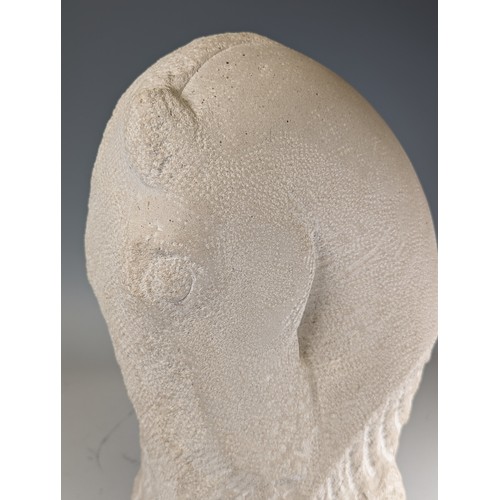 304 - David Klein (British, b.1962), Equus, carved Portland stone sculpture of a horse head, signed 