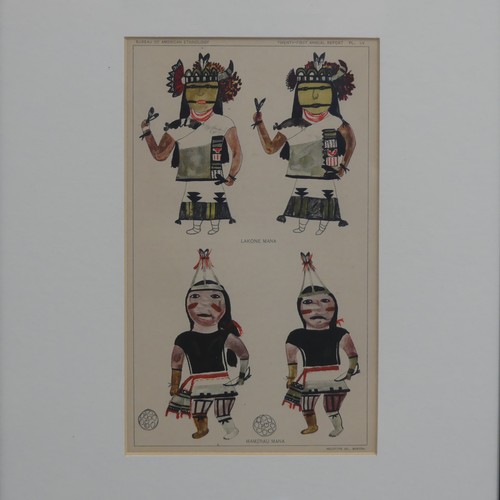 403 - A set of four framed colour plate illustrations of North American Indian traditional costume, taken ... 