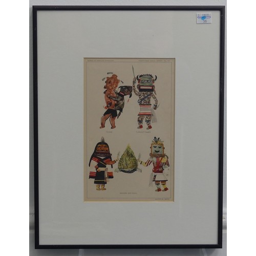 403 - A set of four framed colour plate illustrations of North American Indian traditional costume, taken ... 