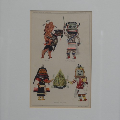 403 - A set of four framed colour plate illustrations of North American Indian traditional costume, taken ... 