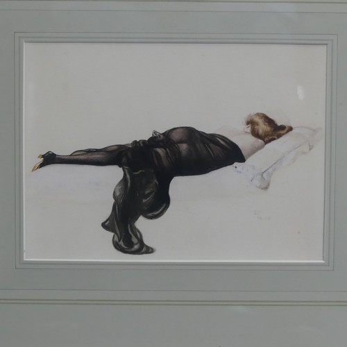 227 - Edouard Leon (20th century Scool) The Lady in Black, watercolour, signed 