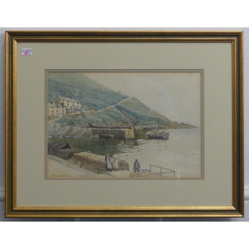 296 - William Edward Croxford (British, 1852-1926), The outer harbour, Polperro, watercolour, signed and d... 