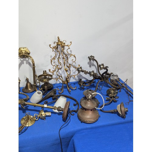 402 - A large antique marble and gilt metal chandeliers Globe / Shade, cracks to inside, W 44 cm x H 13.5 ... 