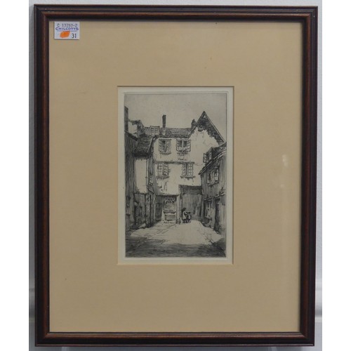 294 - F. M. Hayman (British, 20th Century), Three monochrome etchings of Exeter, circa 1925: The Elephant ... 