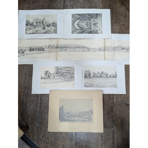 277 - De Fialon?; (19th Century), ten pencil sketches, each titled, 'De Fialon's Pencil Sketch Tour throug... 