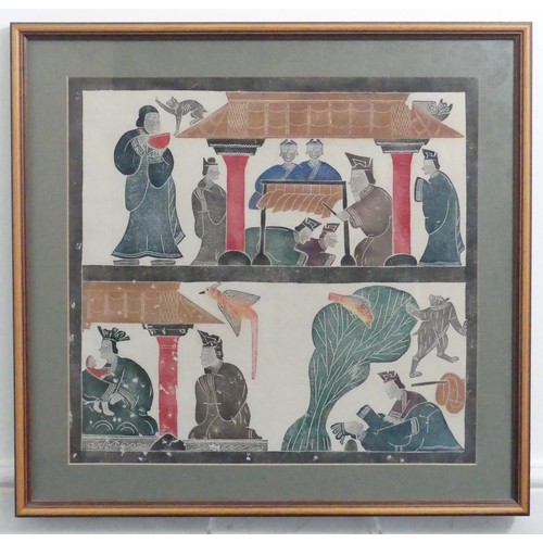 130 - A pair of Japanese Woodblock Prints, each 15in x 30½in (38cm x 32cm), together with two others simil... 