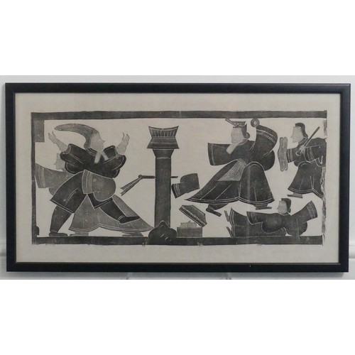 130 - A pair of Japanese Woodblock Prints, each 15in x 30½in (38cm x 32cm), together with two others simil... 