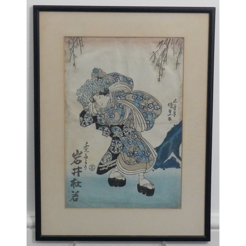 157 - Four 19th century Japanese woodblock Prints; after Utagawa Kuniyashi (1797-1861), Eisen (1790-1848),... 