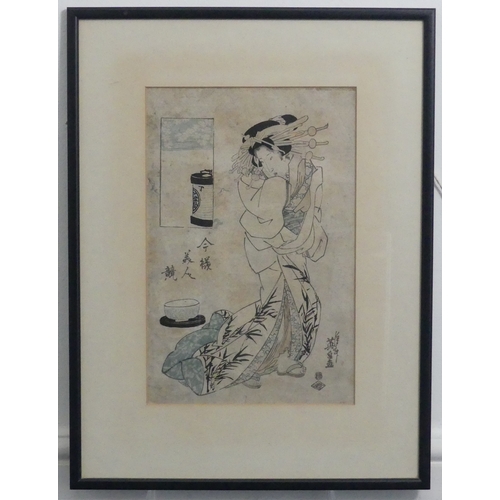 157 - Four 19th century Japanese woodblock Prints; after Utagawa Kuniyashi (1797-1861), Eisen (1790-1848),... 