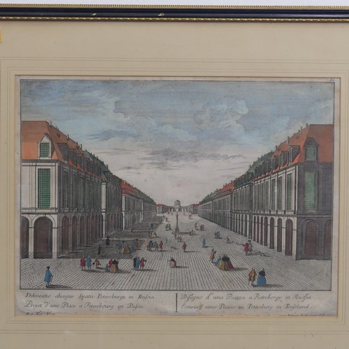 201 - Georg Balthasar Probst (1673-1748), 18th century hand coloured engraving 'Delineatio alcujus Spatii ... 