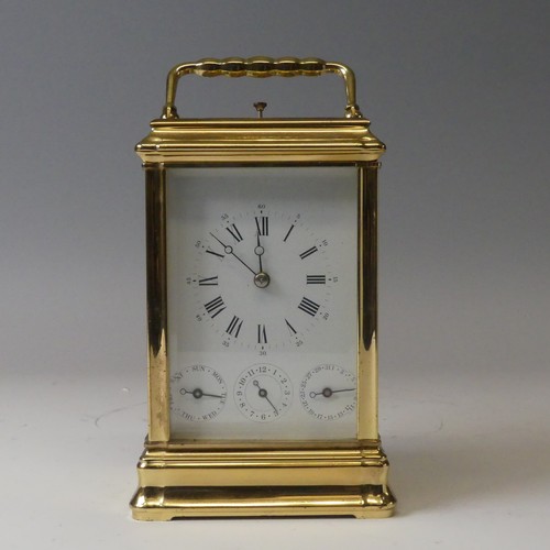 320 - A 20th century French L'Epee brass carriage Clock, the enamelled dial set with Roman and Arabic nume... 