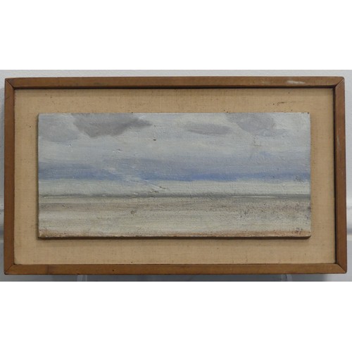 229 - David Tindle RA (British, b.1932), Sea & Sky, Shingle Street, Suffolk, August 1965, oil on board... 