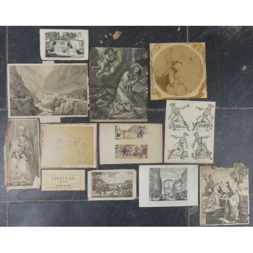 279A - A large quantity of Antiquarian Prints, Etchings, Posters and scraps, etc., circa 18th to early 20th... 